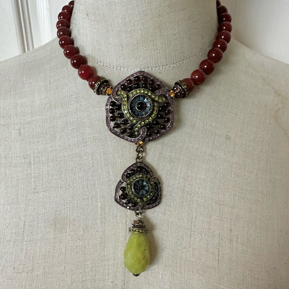 Heidi Daus “Carnelian Glitz Galore” Statement Necklace